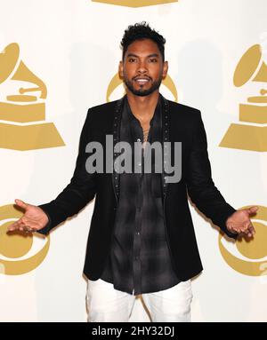 Miguel partecipa alle nomine annuali dei GRAMMY Awards 56th che si tengono al Nokia Theatre di Los Angeles, California. Foto Stock