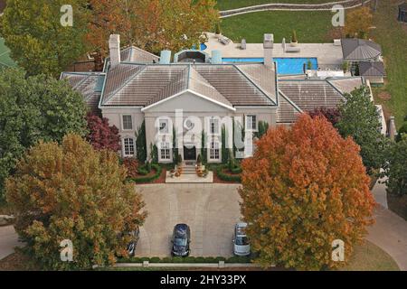 Vista dall'alto di Keith Urban e Nicole Kidman's Nashville Home in Tennessee. Foto Stock