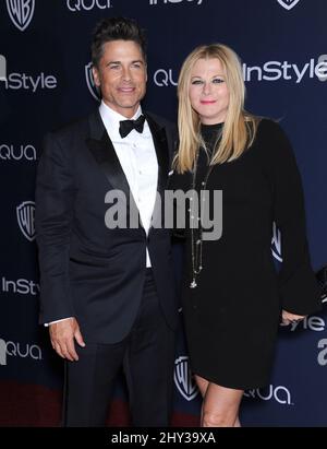 Rob Lowe & Sheryl Berkoff partecipano all'annuale InStyle 15th e Warner Bros Golden Globes dopo la festa al Beverly Hilton Hotel Foto Stock