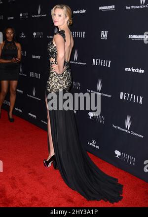 Maggie Grace frequenta la Weinstein Company 2014 Golden Globes After Party tenutasi al Beverly Hilton Hotel. Foto Stock