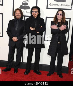 Black Sabbath arriva ai GRAMMY Awards annuali 56th presso lo Staples Center domenica 26 gennaio 2014 a Los Angeles. Foto Stock