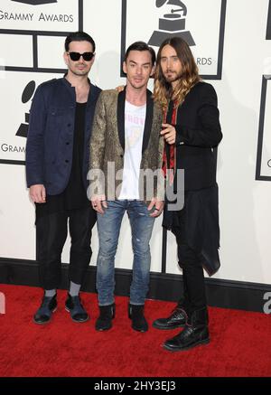 Jared Leto, 30 Seconds to Mars arriva per i Grammy Awards 56th annuali allo Staples Center di Los Angeles il 26 gennaio 2014. Foto Stock