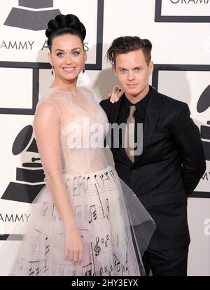 Katy Perry & David Hudson arriva ai GRAMMY Awards 56th annuali allo Staples Center domenica 26 gennaio 2014 a Los Angeles. Foto Stock