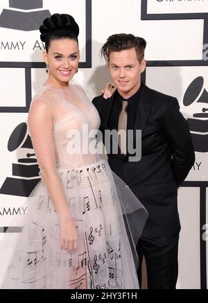 Katy Perry & David Hudson arriva ai GRAMMY Awards 56th annuali allo Staples Center domenica 26 gennaio 2014 a Los Angeles. Foto Stock