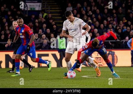 LONDRA, REGNO UNITO. MAR 14th durante la partita della Premier League tra Crystal Palace e Manchester City a Selhurst Park, Londra lunedì 14th marzo 2022. (Credit: Federico Maranesi | MI News) Credit: MI News & Sport /Alamy Live News Foto Stock