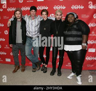 Shiloh Fernandez, Christopher Meloni, Shailene Woodley, Mark Indelicato, Gabourey Sidibe che partecipa al White Bird in una prima Blizzard al Sundance Film Festival 2014, Eccles Theatre Foto Stock