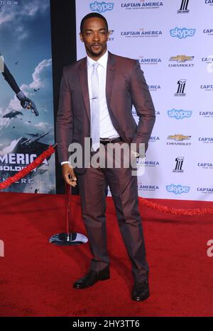 Anthony Mackie partecipa alla prima di Captain America: Winter Soldier a Los Angeles, California. Foto Stock