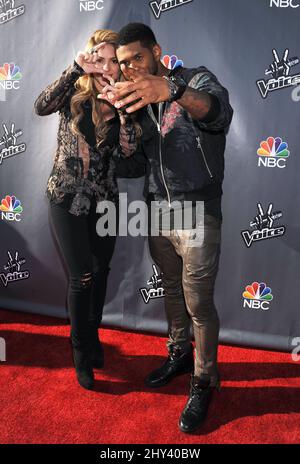 Shakira e Usher hanno partecipato all'evento "The Voice" Red carpet della NBC che si tiene al Sayers Club Foto Stock