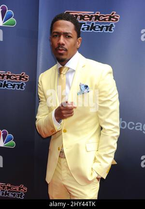 Nick Cannon arriva per l'evento "America's Got Talent" sul tappeto rosso che si tiene al Dolby Theatre di Los Angeles. Foto Stock