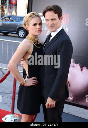 Anna Paquin, Stephen Moyer partecipa alla prima per la settima e ultima stagione del "VERO SANGUE" di HBO, che si tiene al TLC Chinese Theatre di Los Angeles, USA. Foto Stock