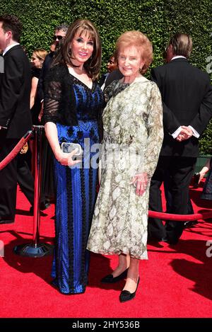 Kate Linder partecipa al concorso 2014 Creative Arts Emmy Awards tenuto al Nokia Theatre L.A. LIVE a Los Angeles, USA. Foto Stock