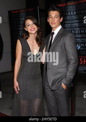 Melissa Benoist & Miles Teller partecipa al Whiplash Premiere di Los Angeles Foto Stock