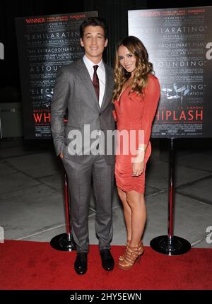 Miles Teller & Keleigh Sperry partecipa al Whiplash Premiere di Los Angeles Foto Stock