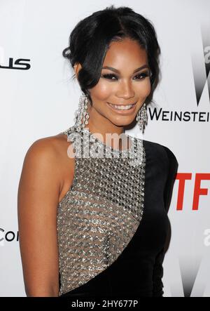 Chanel Iman frequenta la Weinstein Company e Netflix Golden Globes dopo la festa al Beverly Hilton Hotel Foto Stock