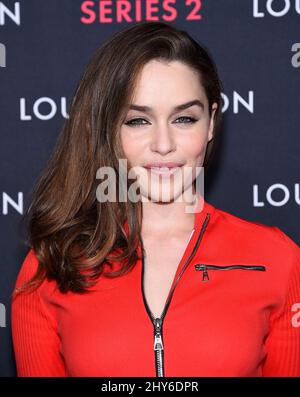 Emilia Clarke partecipa ad un evento chiamato, Louis Vuitton svela una mostra non convenzionale, '2 ??? Passato, presente e futuro". Questa mostra è un'interpretazione moderna e inaspettata di una sfilata di moda. 5 febbraio 2015 Los Angeles, CA. Foto Stock