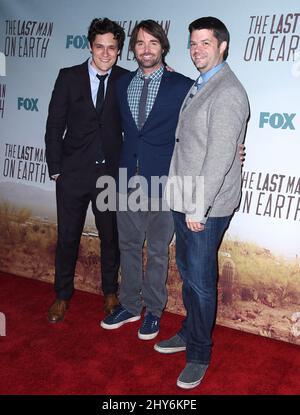 Will Forte, Phil Lord, Chris Miller che partecipa alla prima festa di "The Last Man on Earth" a Los Angeles Foto Stock