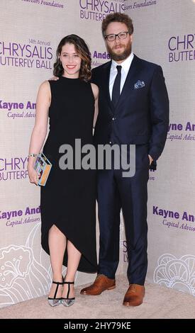 Seth Rogen, Lauren Miller, che partecipa alla annuale Chrysalis Butterfly Ball 14th tenuta in una residenza privata negli Stati della contea di Brentwood Foto Stock