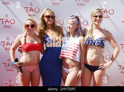 Paris Hilton frequenta la TAO Beach 4 luglio Celebration al Venetian Resort Hotel Casino a Las Vegas, Nevada. Foto Stock