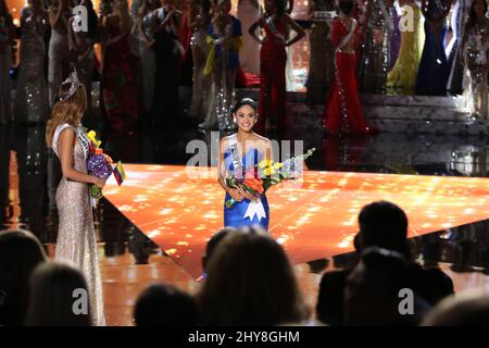 Miss Colombia, Ariadna Gutierrez-Arevalo, Miss Filippine, Pia Alonzo Wurtzbach durante l'UNIVERSO MISS 2015 Pageant, Planet Hollywood Resort & Casino Foto Stock