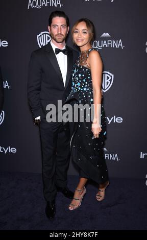 Ashley Madekwe e Iddo Goldberg partecipano all'afterparty InStyle e Warner Brothers Golden Globes al Beverly Hilton Hotel di Beverly Hills, California Foto Stock