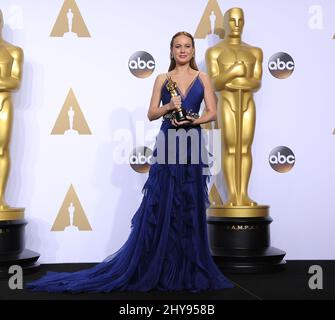 Brie Larson nella sala stampa durante l'annuale Academy Awards 88th - Sala stampa tenutasi al Dolby Theatre. Foto Stock