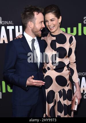 Aaron Paul e Michelle Monaghan hanno partecipato al 'The Path' Premiere di Hulu tenuto al Teatro ARCLIGHT di Los Angeles, USA Foto Stock