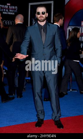 Chris Evans partecipa al 'Captain America Civil War' World Premiere tenuto al Dolby Theatre di Los Angeles, USA. Foto Stock
