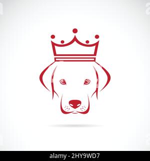 Immagine vettoriale di una testa di cane che porta una corona su sfondo bianco. Illustrazione vettoriale a livelli facilmente modificabile. Illustrazione Vettoriale