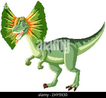 Dilophosaurus dinosauro su sfondo bianco illustrazione Illustrazione Vettoriale