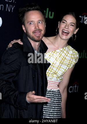 Aaron Paul e Michelle Monaghan partecipano a una proiezione del percorso al PaleyFest: Made in NY, tenuto al Paley Center for Media di New York. Foto Stock