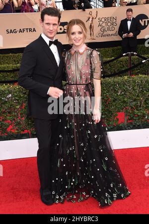 Matt Smith e Claire Foy hanno partecipato al 23rd Annual Screen Actors Guild Awards tenutosi presso il Shrine Auditorium di Los Angeles, California Foto Stock