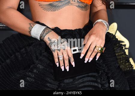 Rihanna partecipa ai Grammy Awards annuali 59th a Los Angeles Foto Stock