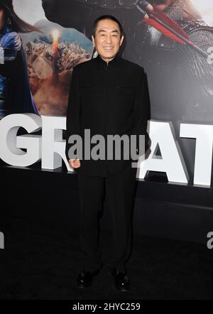 Zhang Yimou partecipa alla Grande Muraglia - Los Angeles Premiere tenuto al TCL Chinese Theatre Foto Stock