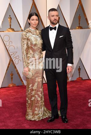 Jessica Biel, Justin Timberlake ai 89th Academy Awards tenuti al Dolby Theatre Foto Stock