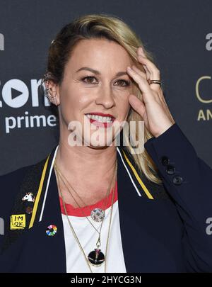 Alanis Morissette arriva all'evento FYC per il 'trasparente' di Amazon Video tenuto presso l'Hollywood Athletic Club di Los Angeles, USA Foto Stock