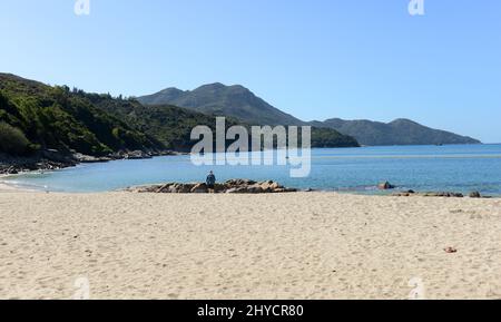 Hung Shing Ye spiaggia sull'isola di Lamma a Hong Kong. Foto Stock