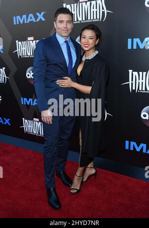 Anson Mount e Darah Trang frequentano gli Inumani della Marvel - il primo Capitolo tenuto presso l'Universal CityWalk Foto Stock