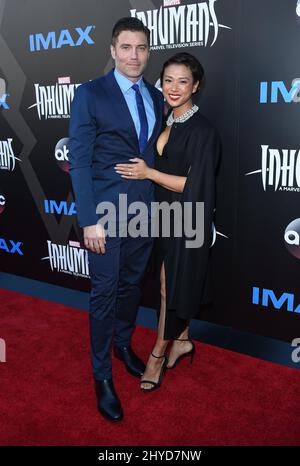 Anson Mount e Darah Trang frequentano gli Inumani della Marvel - il primo Capitolo tenuto presso l'Universal CityWalk Foto Stock