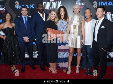 Sonya Balmores, Anson Mount, EME Ikwuakor, Ellen Woglom, Isabell assiste gli Inumani della Marvel - il primo Capitolo tenuto presso l'Universal CityWalk Foto Stock