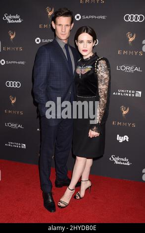 Claire Foy e Matt Smith partecipano all'Emmy Awards del 69th nominato alla ricezione dei Performers presso il Wallenis Annenberg Center for Performing Arts Foto Stock