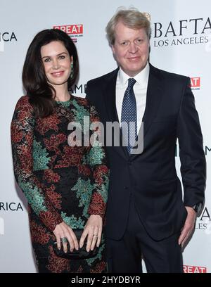 Charles Spencer e Karen Spencer arrivano per il BAFTA TV Tea Party 2017 che si tiene al Beverly Hilton Hotel di Beverly Hills, Los Angeles Foto Stock