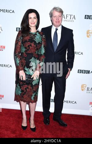 Karen Spencer e Charles Spencer arrivano per il BAFTA TV Tea Party 2017 che si tiene al Beverly Hilton Hotel di Beverly Hills, Los Angeles Foto Stock