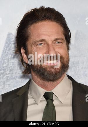 Gerard Butler partecipa al 'Geostom' World Premiere tenuto al TCL Chinese Theatre IMAX di Los Angeles, USA Foto Stock