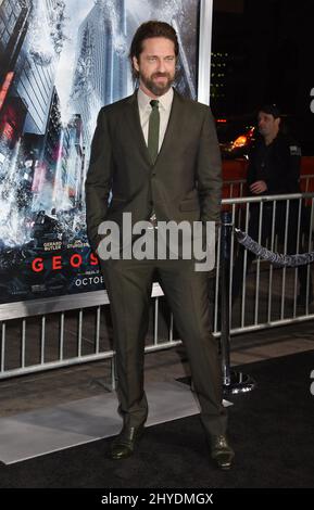 Gerard Butler partecipa al 'Geostom' World Premiere tenuto al TCL Chinese Theatre IMAX di Los Angeles, USA Foto Stock