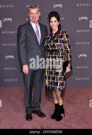 Jami Gertz e Antony Ressler partecipano al LACMA Art + Film Gala 2017 in onore di Mark Bradford e George Lucas tenutosi a LACMA Foto Stock