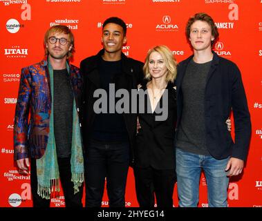 Tom Felton, Devon Terrell, Naomi Watts e George MacKay alla prima di 'Ophelia' durante il Sundance Film Festival 2018 tenuto al Teatro Eccles il 22 gennaio 2018 a Park City, Utah Foto Stock