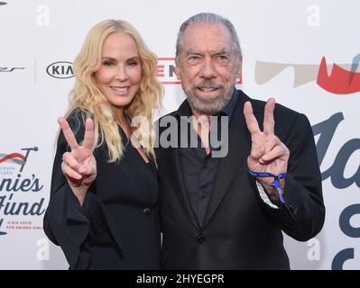 John Paul DeJoria ed Eloise Broady arrivano a Steven Tyler e Live Nation's Inaugural Gala beneficia Janie's Fund presso RED Studios il 28 gennaio 2018 a Hollywood, California. Foto Stock
