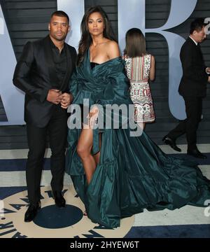 Russell Wilson e Ciara al Vanity Fair Oscar Party del 2018, ospitato da Radhika Jones, tenutosi presso il Walis Annenberg Center for the Performing Arts il 4 marzo 2018 Beverly Hills, CA. Foto Stock