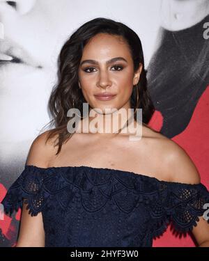 Aurora Perrineau alla prima di Universal Pictures 'Blumhouse's Truth or dare' tenutasi all'ARCLIGHT Cinemas Cinema Dome il 12 aprile 2018 a Hollywood, Los Angleles Foto Stock