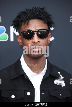 21 Savage ai Billboard Music Awards 2018 che si sono tenuti presso la MGM Grand Garden Arena il 20 maggio 2018 a Las Vegas, NV. Foto Stock